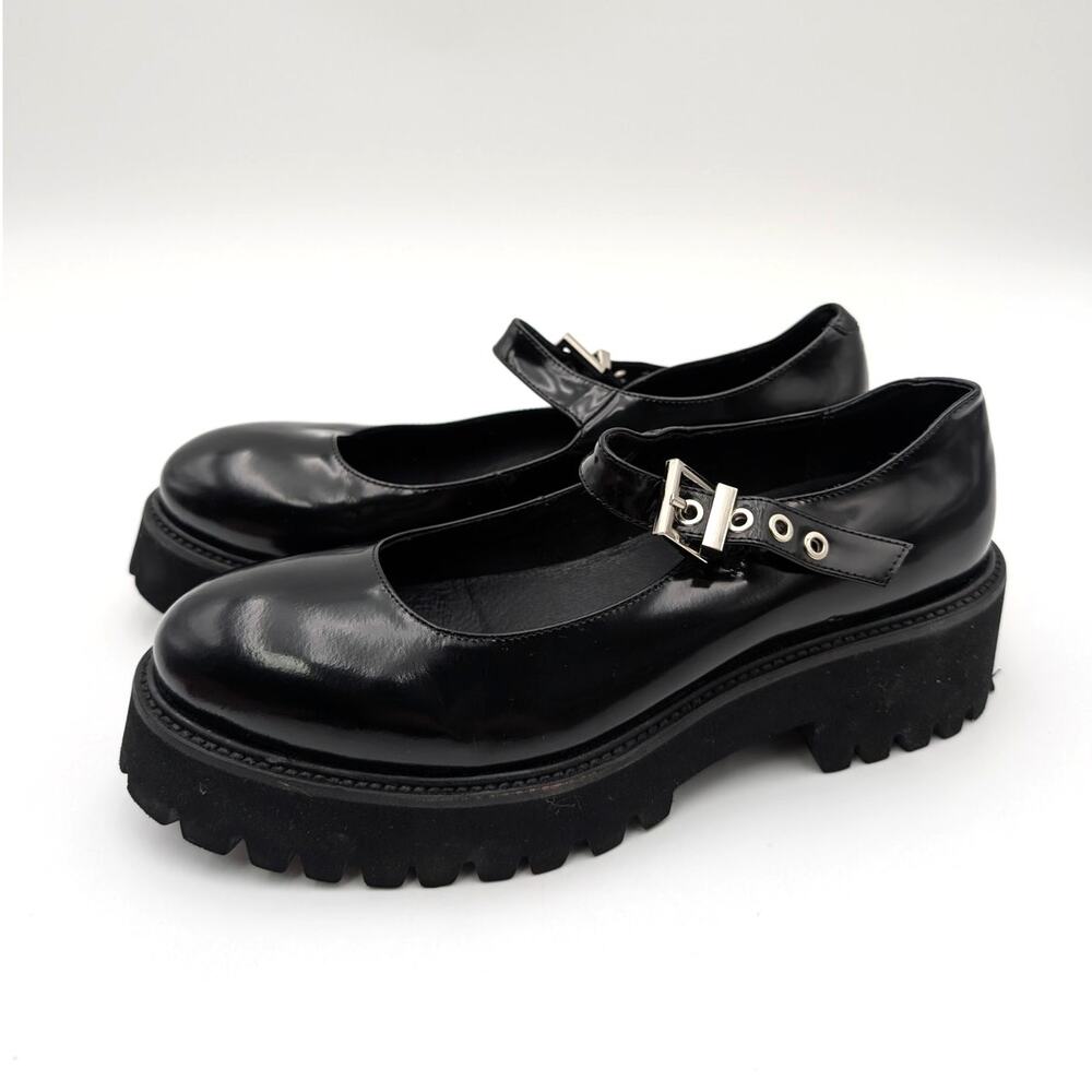 Jeffrey Campbell Mary Jane Platform Pump Buckle Women's Black Size US8 EU38.5